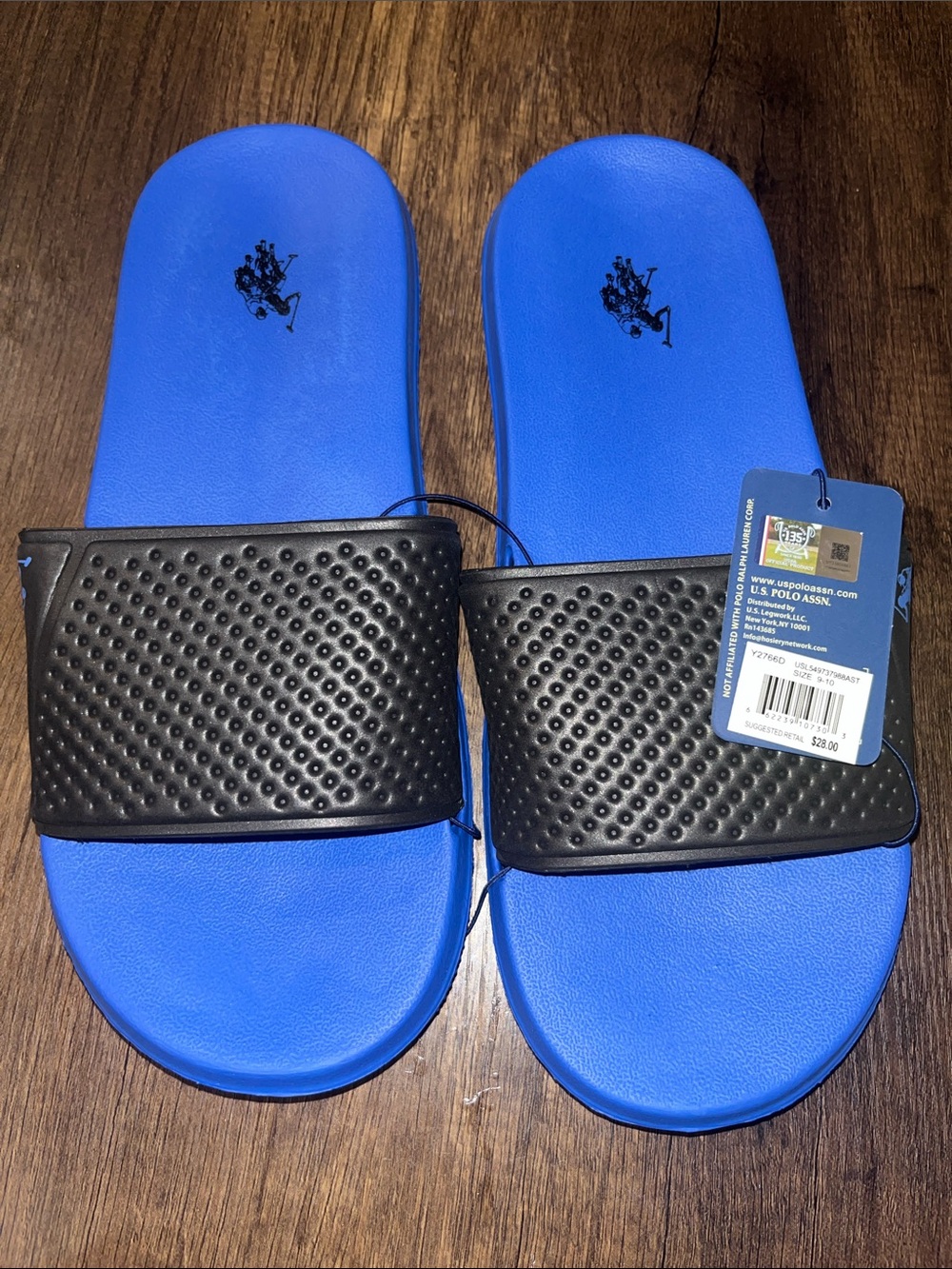 U.S. Polo Assn. Blue and Black Men's Slide Sandals size 9/10